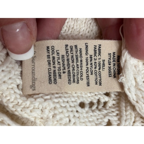 Soft Surroundings Cream Crochet Knit Maxi Dress‎ Sleeveless PM incl/slip liner - Picture 3 of 8